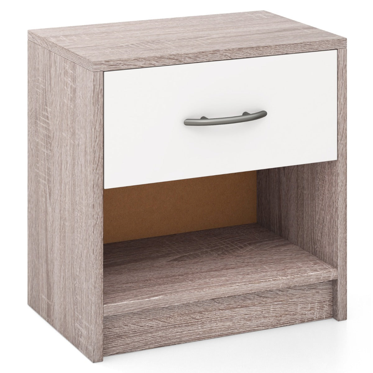 LIVSK Nachtkastje met Uitschuifbare Lade - Ruim Bovenblad en Onderste Plank - Stevige Constructie - 38,5 x 28 x 40,5 cm - Bruin &