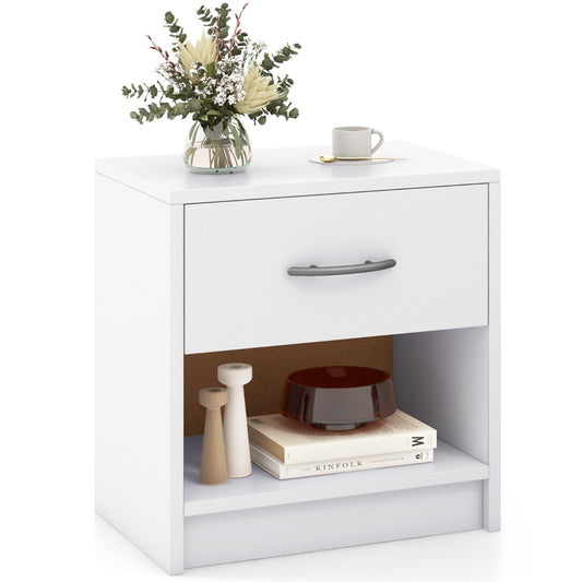 LIVSK Modern Nachtkastje - Uitschuifbare Lade & Open Plank - Stevige Constructie - Ruimtebesparend - 38,5 x 28 x 40,5 cm - Bruin