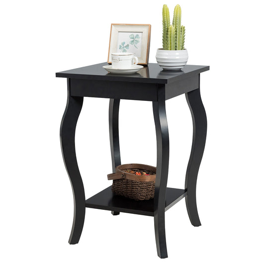 LIVSK Hoektafel met Dubbele Planken - Hout - Robuuste Hardware - Voetkussens - Voor Kantoor en Woonkamer - Zwart