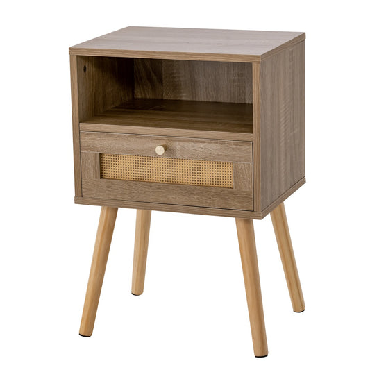 Livsk costway nachtkastjes met rotanversiering moderne multifunctionele accenttafel in voor de woonkamer slaapkamer