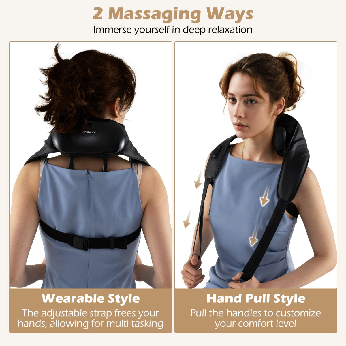 LIVSK Draadloze Nek- en Schoudermassager - 4 Massagekoppen - 2 Warmtestanden - Draagbaar en Handsfree - Zwart