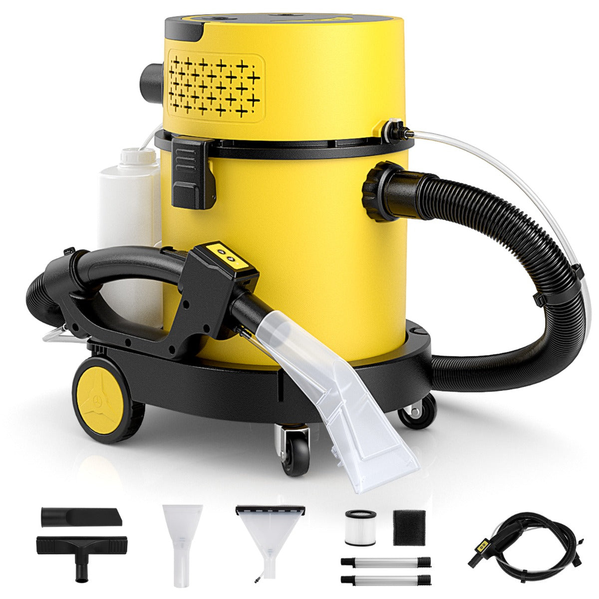LIVSK Nat-/Droogzuiger - 1200 W Motor - 17 kPa Zuigkracht - 20 L Capaciteit - Inclusief Diverse Accessoires - Geel en Zwart