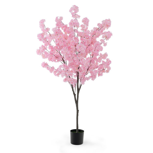 LIVSK Namaak Kersenbloesemboom - 900 Roze Bloemen - PE Stam - Cement Pot - Onderhoudsvrij - 20 x 17,5 x 16,5 cm - Roze