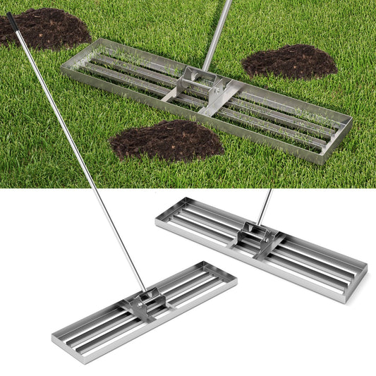 LIVSK Ergonomische Grasvlakker - Robuust Metalen Frame - 106 x 25 cm - Antislip Handvat - Eenvoudige Opslag - Zilver