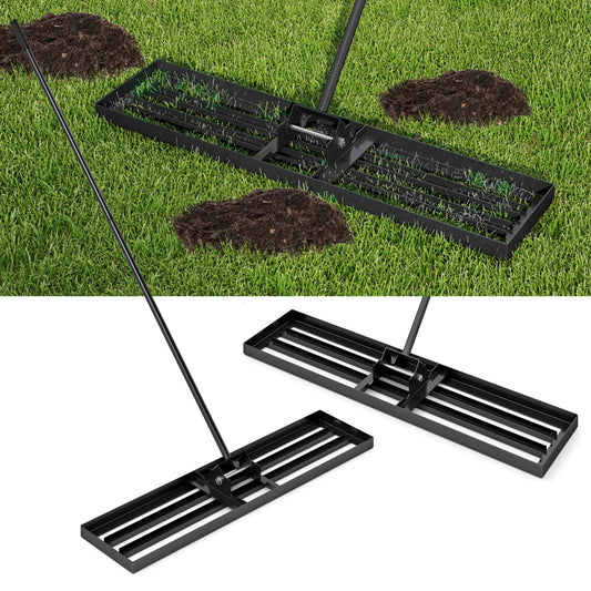LIVSK Ergonomische Grasvlakker - Robuust Metalen Frame - Afneembare Stokken - Voor Efficiënt Gazononderhoud - 106 x 25 cm - Zwart