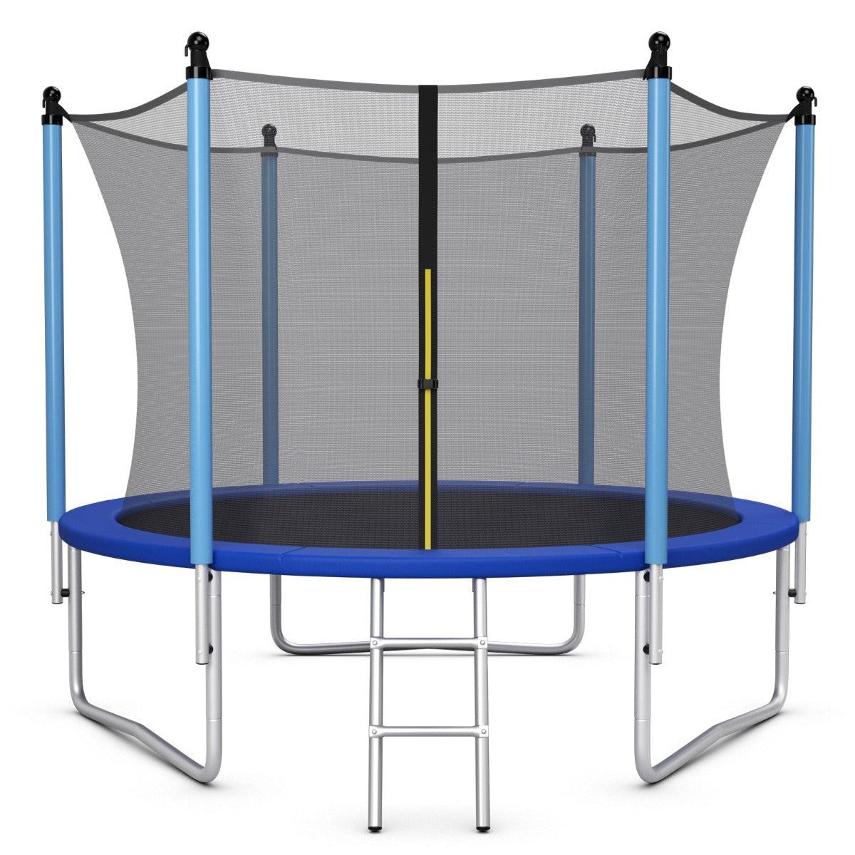 LIVSK Trampoline met Veiligheidsnet - Gegalvaniseerd Staal - Hoge Bounce - 42 Veren - Voor Kinderen vanaf 6 Jaar - Zwart + Blauw