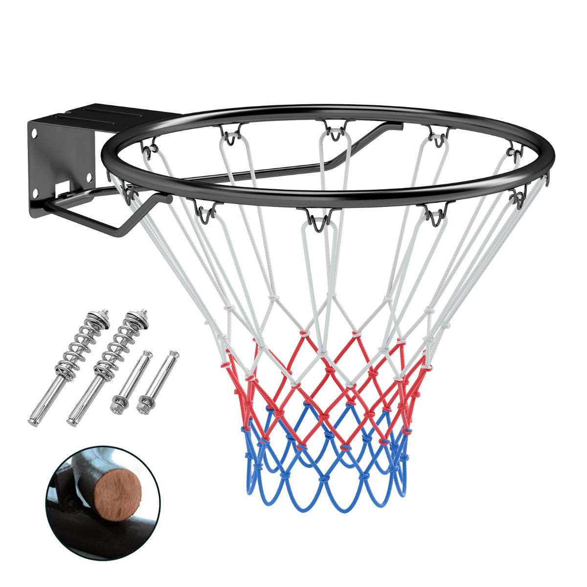 LIVSK Basketbalvelg - Weerbestendig Metalen Frame - Schokabsorberend Ontwerp - Eenvoudige Wandmontage - Standaardmaat 45 cm -
