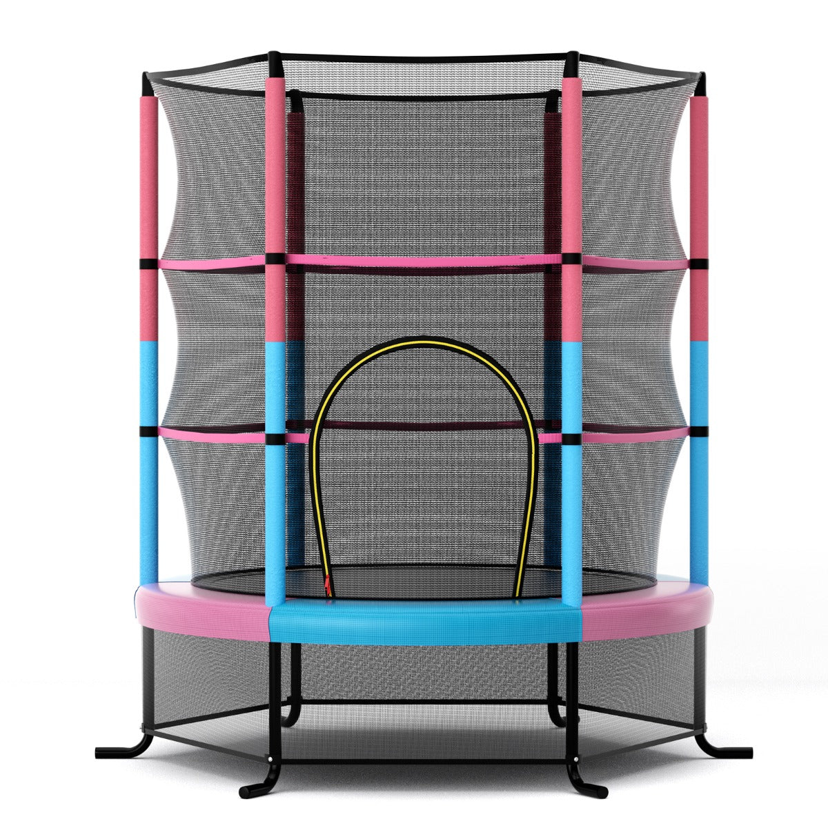 LIVSK Kindertrampoline Ø165 cm met 360° Veiligheidsnet - Stalen Frame en EPE-schuim - Voor Binnen en Buiten - Roze