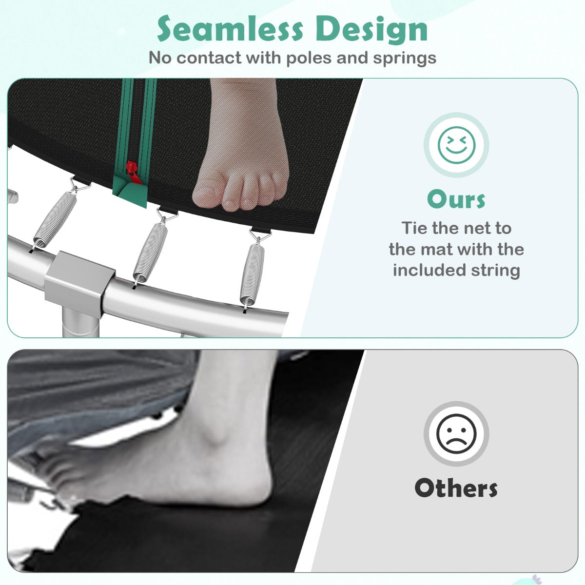 LIVSK Tuintrampoline met Veiligheidsnet en Ladder - Ø244 cm - Veilig en Duurzaam - Antislip Springmat - Groen