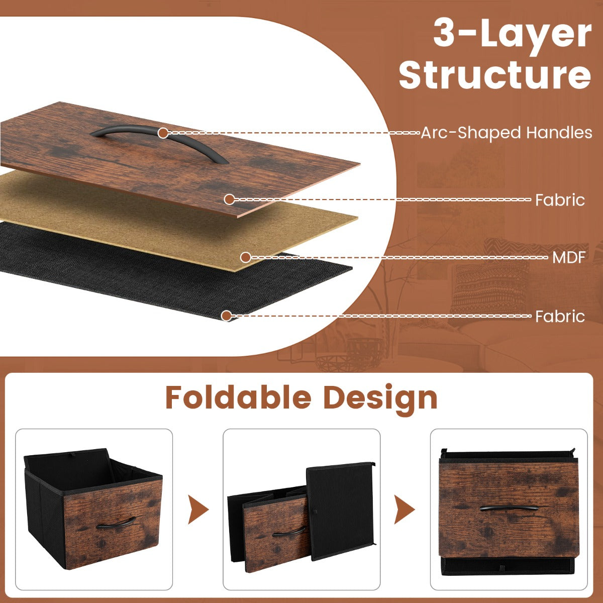 Livsk costway opbergkast brede kast met 2 open houten planken 5 lades en een robuust metalen frame bruin 2