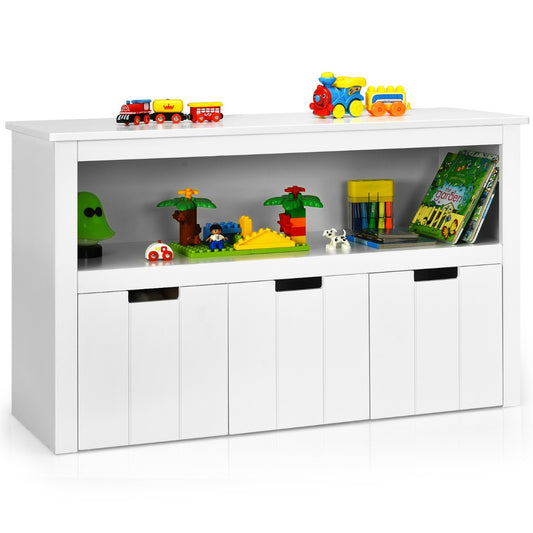 LIVSK Houten Opbergkast met Wielen - 3 Uitschuifbare Laden - Veilig en Duurzaam - 2-in-1 Ontwerp - 102 x 33 x 61,5 cm - Wit