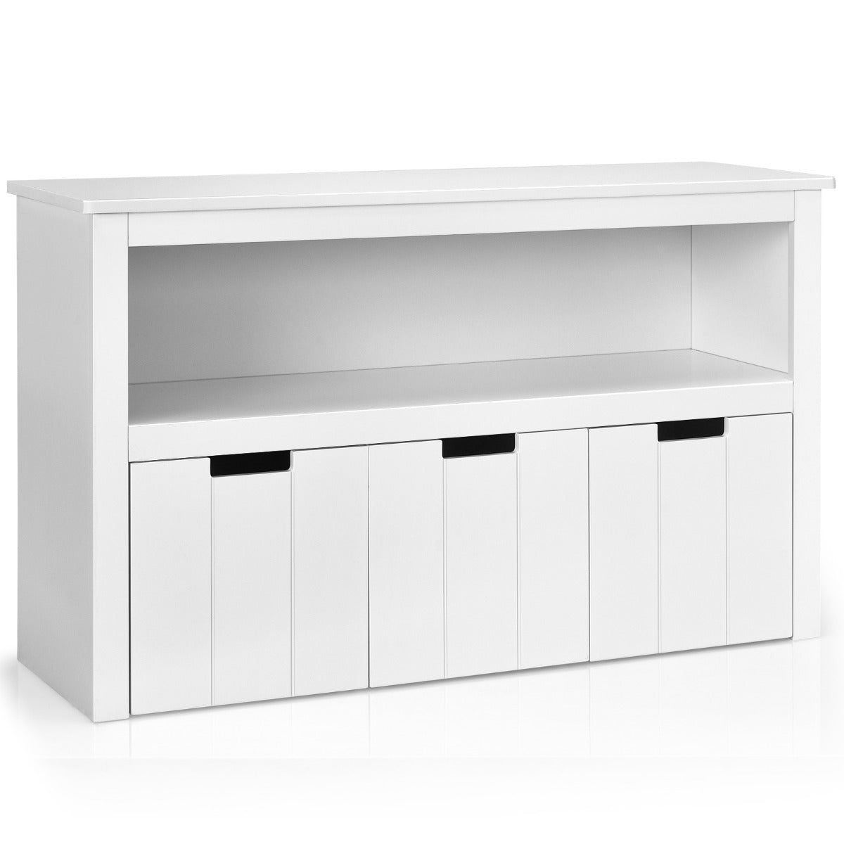 LIVSK Houten Opbergkast met Wielen - 3 Uitschuifbare Laden - Veilig en Duurzaam - 2-in-1 Ontwerp - 102 x 33 x 61,5 cm - Wit