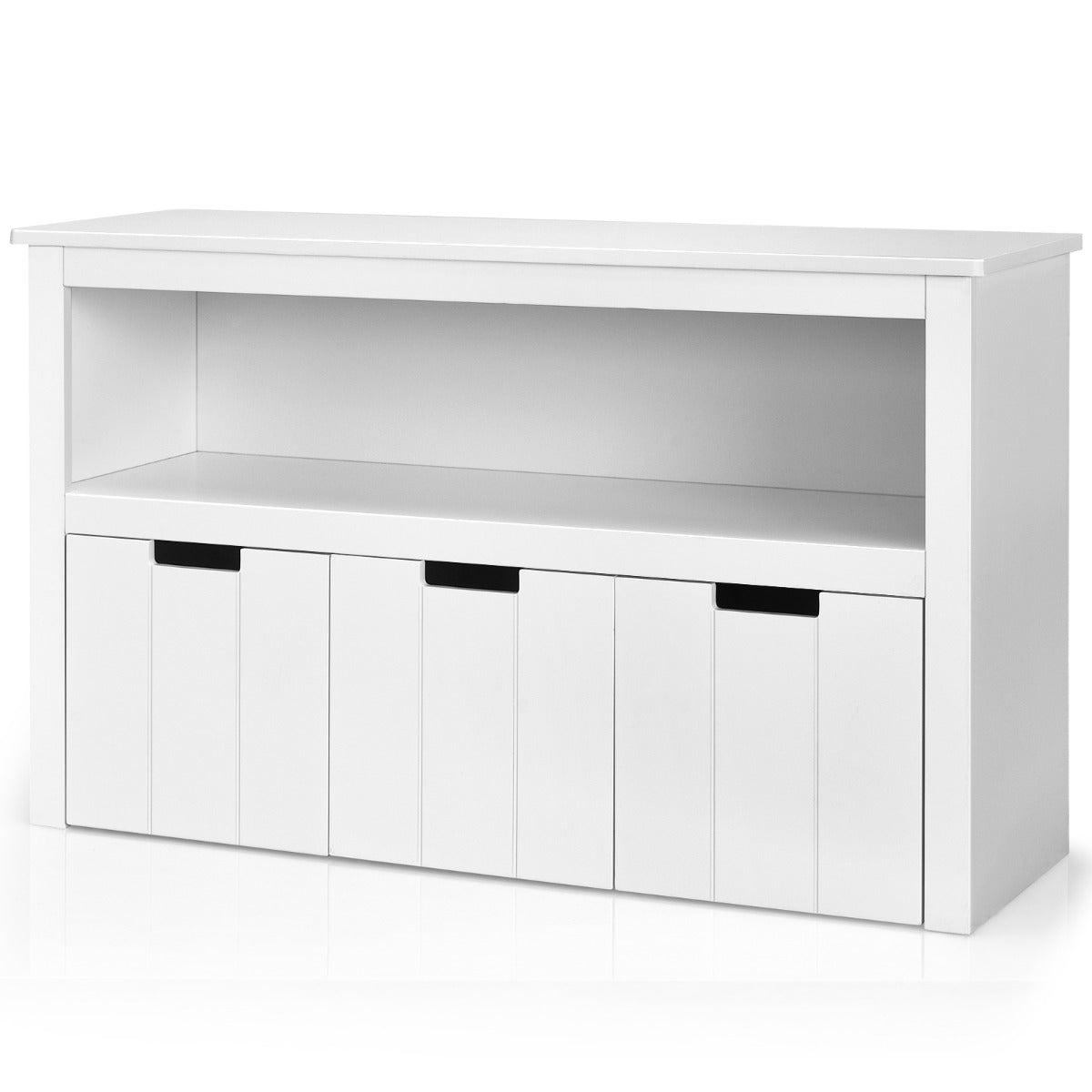 LIVSK Houten Opbergkast met Wielen - 3 Uitschuifbare Laden - Veilig en Duurzaam - 2-in-1 Ontwerp - 102 x 33 x 61,5 cm - Wit