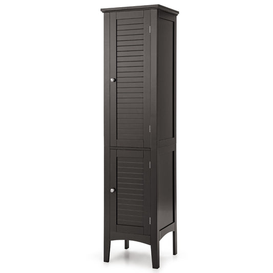 Livsk costway opbergmeubel voor badkamer staande kolom met 5 niveaus opbergkasten voor keuken woonkamer 37 x 37 x 160 cm koffie