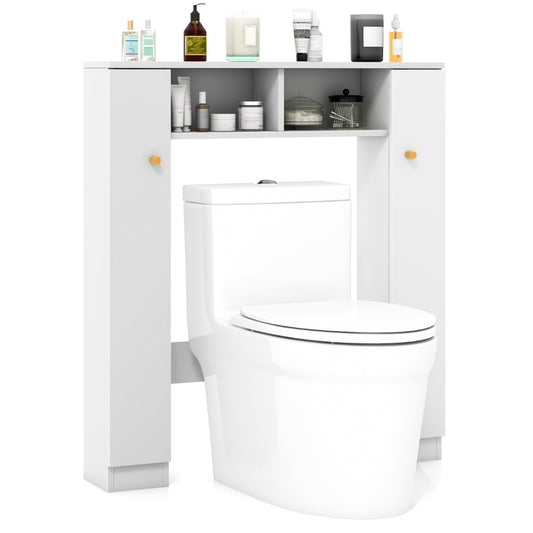 LIVSK Toilet-opbergkast - Verstelbare Planken - Dubbele Deur - Ruimtebesparend - Totale capaciteit 60 kg - Wit