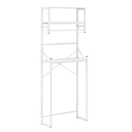 Livsk costway opbergrek boven het toilet 3 traps toiletrek met handdoekhouder haken en verstelbare onderstang 64 x 24 x 162 cm wit