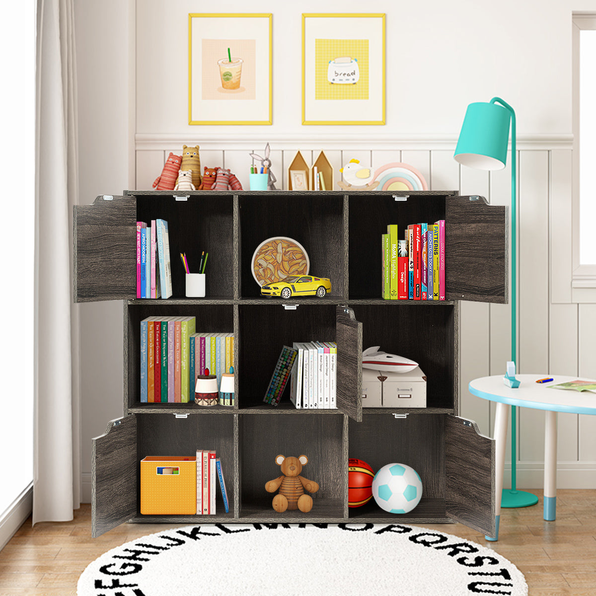 LIVSK 9-kubus organisator kast - Duurzaam spaanplaat - Modern design - Veiligheidsvoorziening - Ruimtebesparend - Grijs