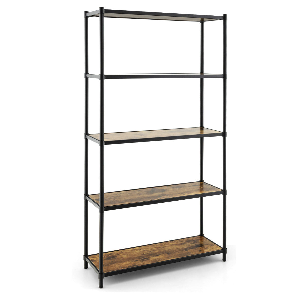 LIVSK Opbergrek - 5 Niveaus met Flexibele Montage - Draagvermogen tot 100 kg - Kantelbeveiliging - 80 x 29 x 154 cm - Bruin