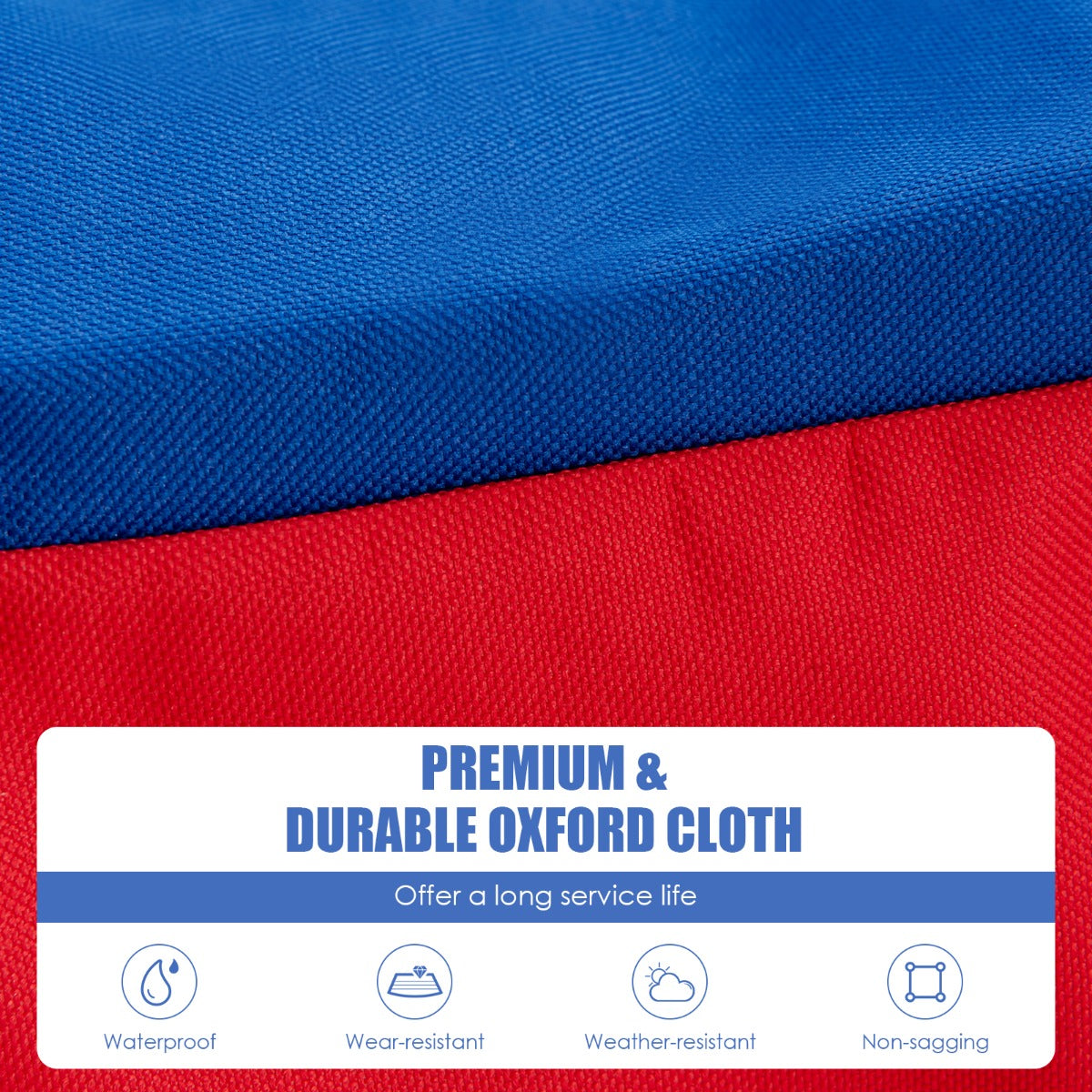 LIVSK Reuze 4-in-a-row Opbergtas - Duurzaam Oxford Stof - 2-in-1 Draagriem - Veilig Opbergen - 84 x 36 x 23 cm - Blauw/Rood