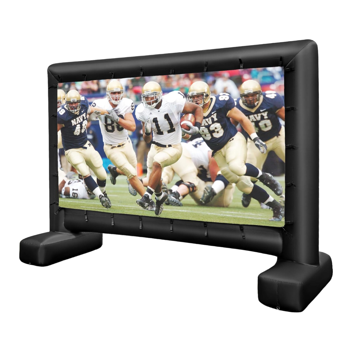 LIVSK Opblaasbaar Projectiescherm - Dubbelzijdig HD 16:9 - Weerbestendig Oxford - Snelle Installatie met Ventilator - Zwart + Wit