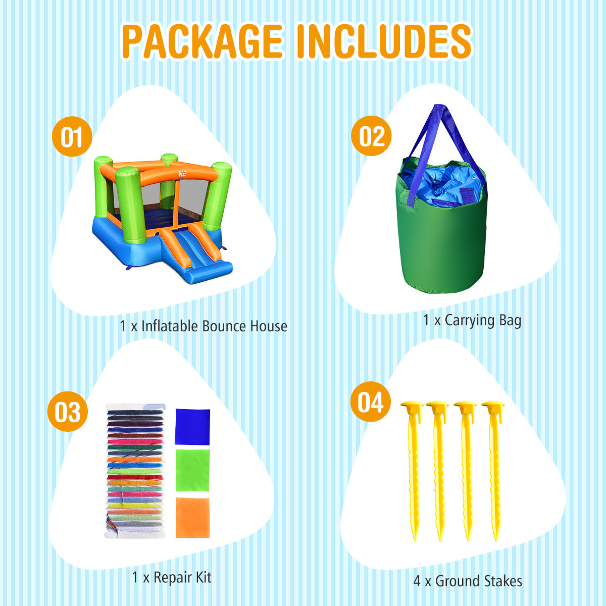 LIVSK Opblaasbaar Springkasteel - Groot Springgedeelte - Brede Glijbaan - Duurzaam Oxford Doek - Voor 3 Kinderen - 250 x 197 x
