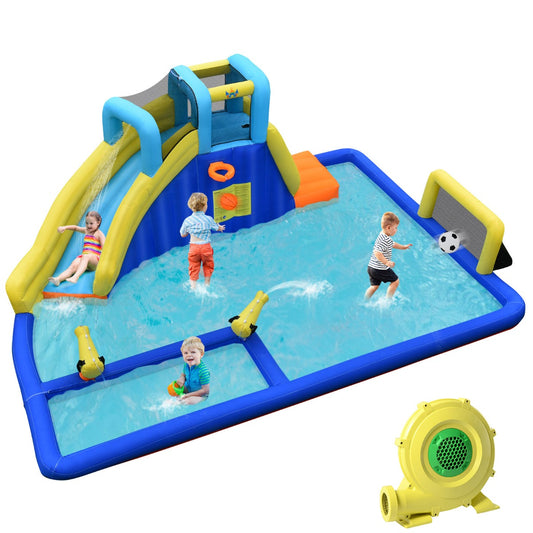 LIVSK Opblaasbaar Waterpark - 6-in-1 Springkussen met Waterpistool - Duurzaam Oxford - Snelle Inflatie - Voor Kinderen 3-12 jaar