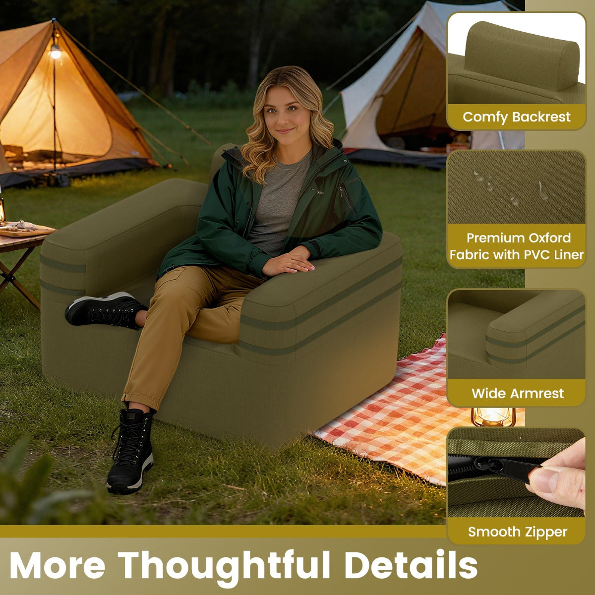 Livsk costway opblaasbare bank draagbare opblaasbare campingbank opblaasbare bank voor een persoon 6