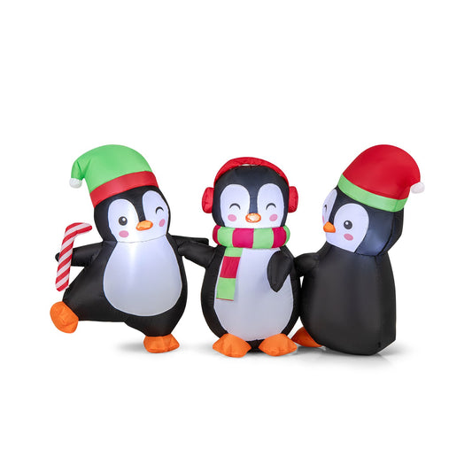 LIVSK Opblaasbare Pinguinfamilie - LED-verlichting - Weerbestendig Polyester - Inclusief Ventilator en Accessoires - 170 x 56 x