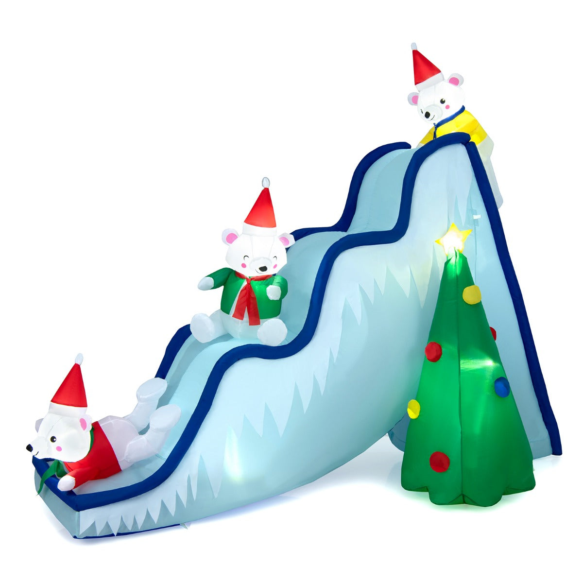 LIVSK Opblaasbare Kerstdecoratie - Drie IJsberen met Kerstboom - LED-verlichting - Waterdicht en Scheurbestendig - 225 x 120 x