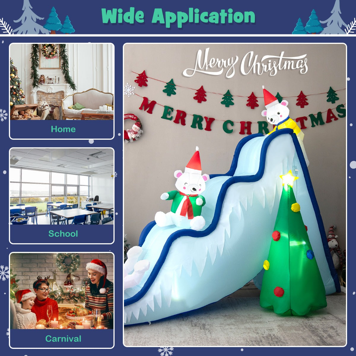 LIVSK Opblaasbare Kerstdecoratie - Drie IJsberen met Kerstboom - LED-verlichting - Waterdicht en Scheurbestendig - 225 x 120 x