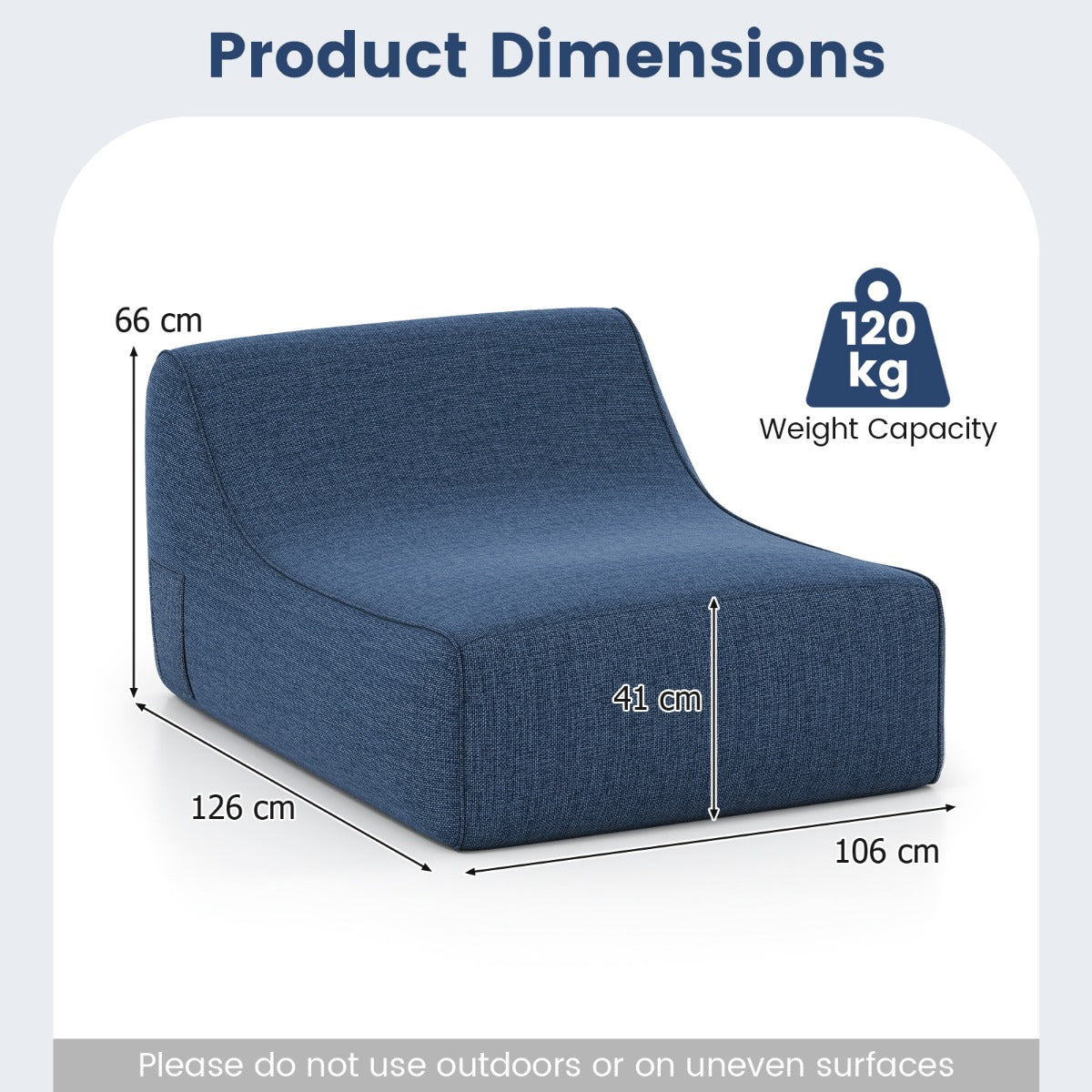 Livsk costway opblaasbare loungestoel ergonomische opblaasbare lazy sofa met afneembare hoes en antislipbasis blauw 1 1