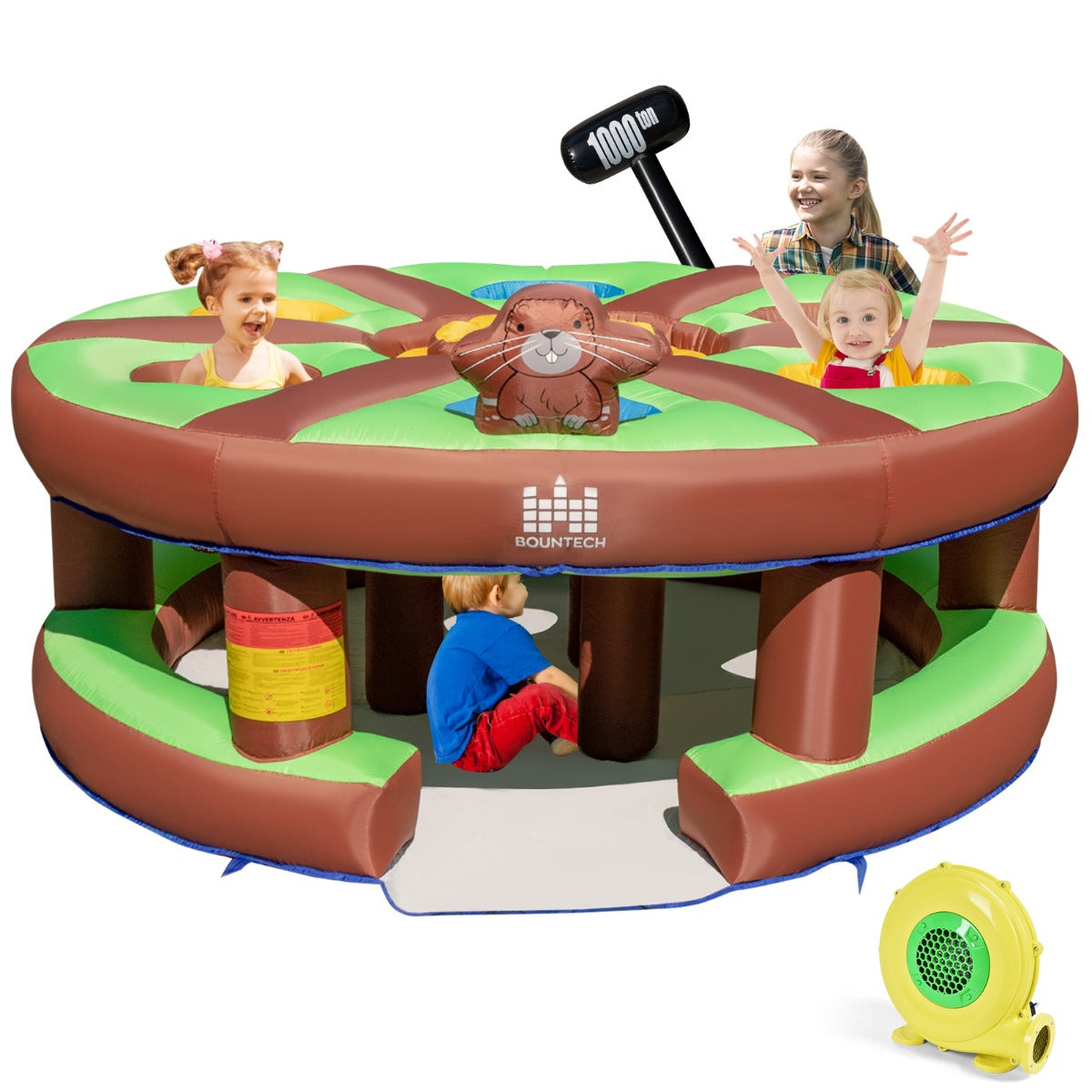 Livsk costway opblaasbare mep de mol spel reuze hameren stampen speelgoed met 480w blazer interactief spel 256 x 256 x 120 cm