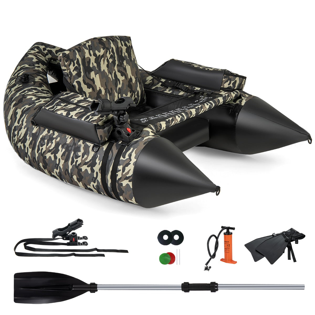 LIVSK Opblaasbare Vissersboot - Duurzaam Polyester met PVC-coating - Verstelbare Rugleuning - Hengelhouder - Tot 150 kg -