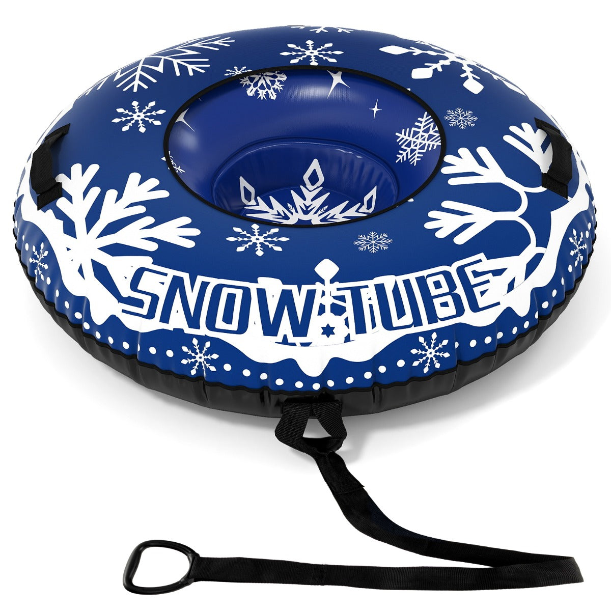 Livsk costway opblaasbare sneeuwboei stevige sneeuwslee van 107 cm met afneembare sleepband blauw