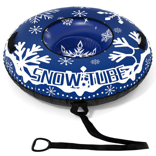 Livsk costway opblaasbare sneeuwboei stevige sneeuwslee van 107 cm met afneembare sleepband blauw