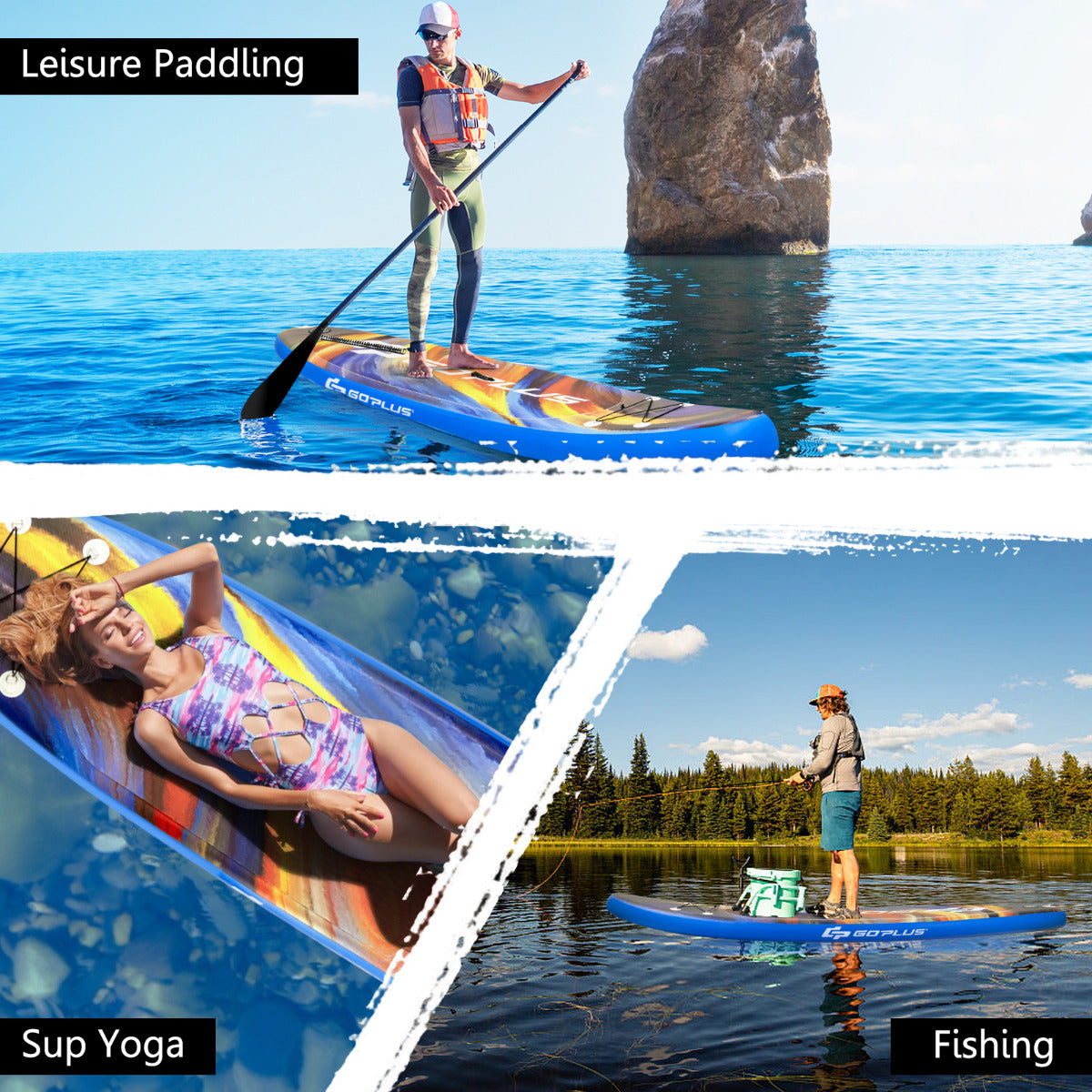 LIVSK Opblaasbare SUP Board - Draagvermogen 130 kg - Anti-slip Dek - Inclusief Peddel & Draagtas - 335 x 76 x 15 cm - Blauw