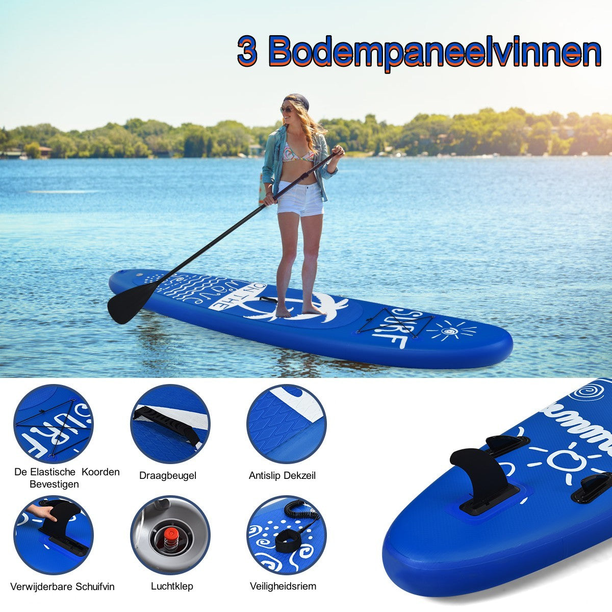 LIVSK Opblaasbaar Stand-Up Paddleboard - Antislip - Verstelbare Peddel - Lichtgewicht met Rugzak - Draagvermogen tot 130 kg -