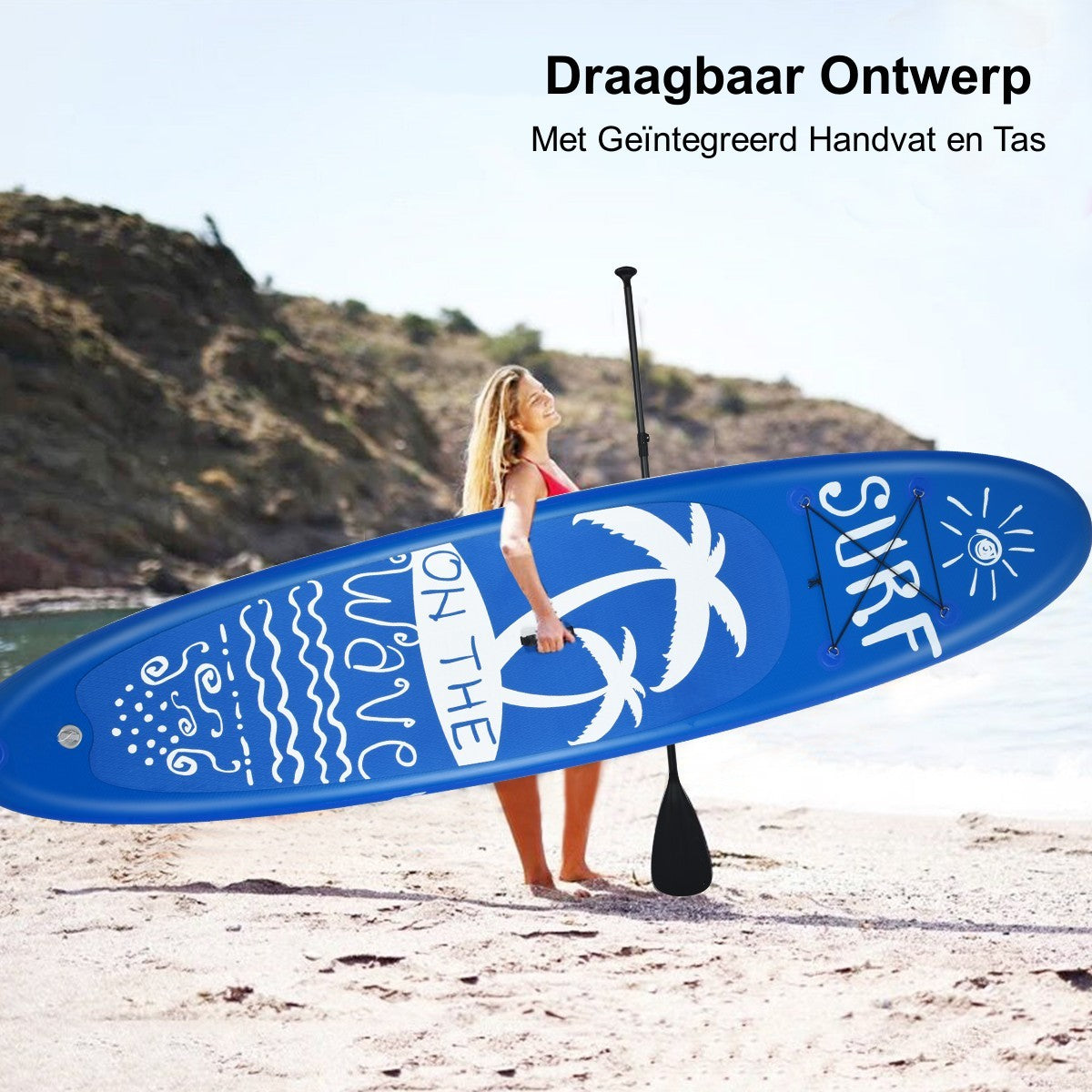 LIVSK Opblaasbaar Stand-Up Paddleboard - Antislip - Verstelbare Peddel - Lichtgewicht met Rugzak - Draagvermogen tot 130 kg -