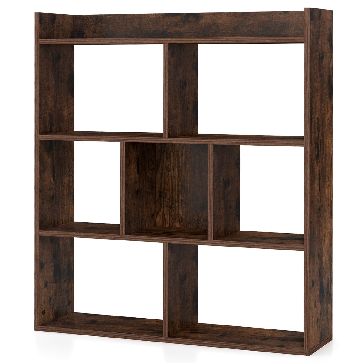 LIVSK Open Boekenkast met 7 Kubussen - Vrijstaand en Duurzaam - Kantelbeveiliging - Modern Design - 80 x 20 x 90 cm - Koffie