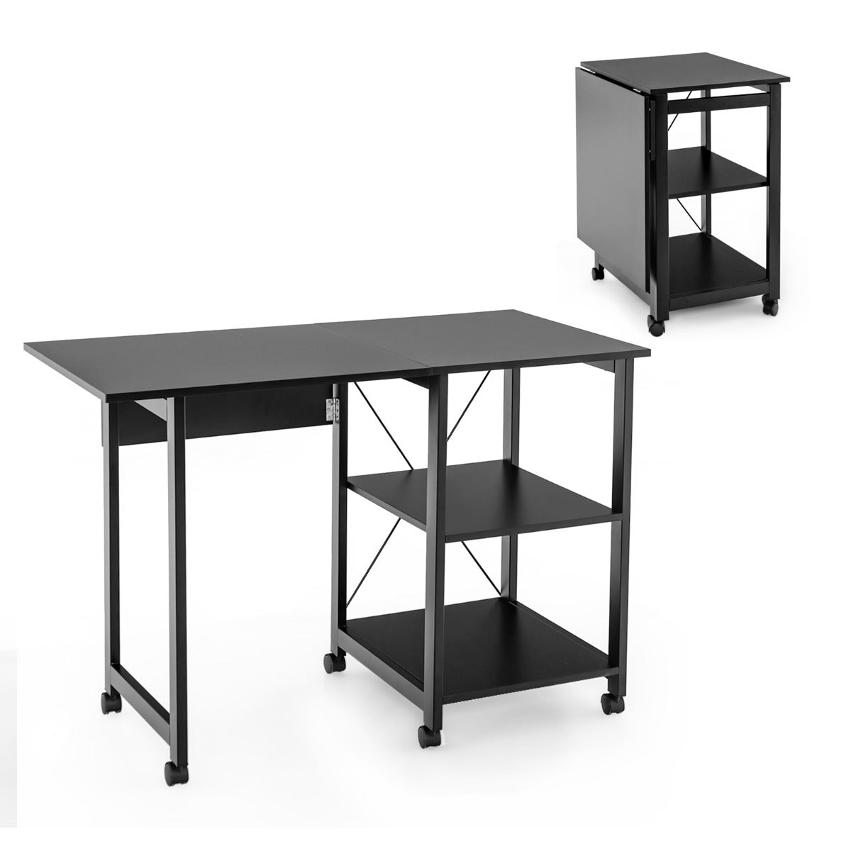LIVSK Opvouwbaar Computerbureau - Multifunctioneel met Open Opslagplanken - Stabiliteit en Duurzaamheid - 107,5 x 54 x 77 cm -