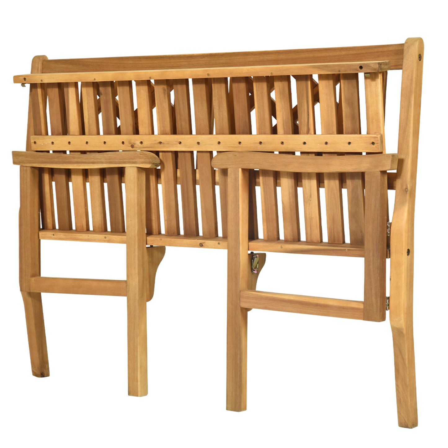 LIVSK Opklapbare Houten Tuinbank - Ergonomisch Ontwerp - Ruimtebesparend - Tot 320 kg - Teakhout