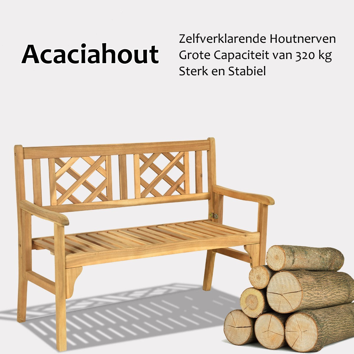 LIVSK Opklapbare Houten Tuinbank - Ergonomisch Ontwerp - Ruimtebesparend - Tot 320 kg - Teakhout