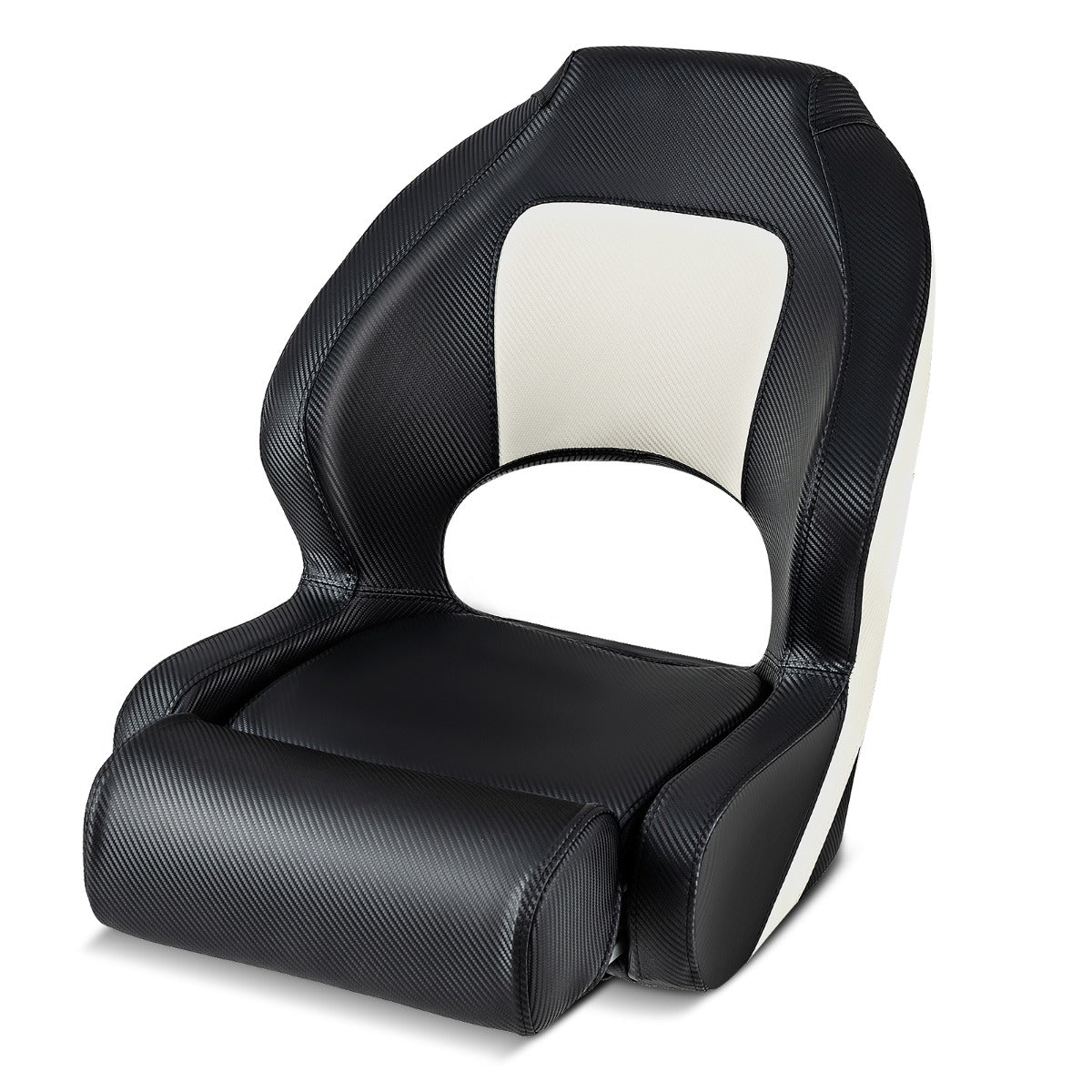 LIVSK kapiteinsbootstoel - Opklapbaar met hoge rugleuning - Waterdicht PVC-leer - Ergonomisch - 56 x 70 x 62 cm - Wit + Zwart