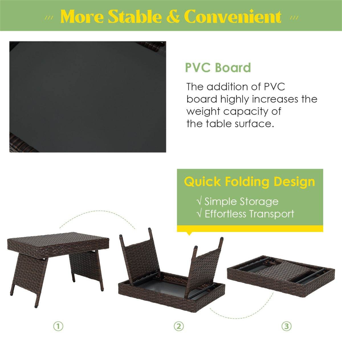 LIVSK Opvouwbare Salontafel van Rotan - Stalen Frame - Weerbestendig - Tot 45 kg - Gemengd Bruin