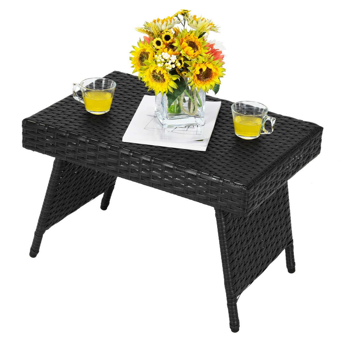 Livsk costway opklapbare salontafel outdoor bijzettafel met pvc top 60 x 40 x 40 cm zwart 1 1
