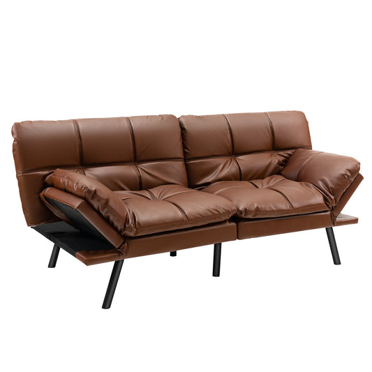 LIVSK omvormbare futonbank - Drievoudig verstelbare rugleuning - Viervoudig verstelbare armleuningen - Kunstleer - 182 x 87 x 82