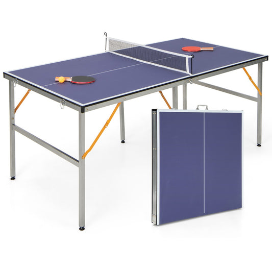 Livsk costway opklapbare tafeltennistafel met net tafeltennis met 2 batjes 3 balletjes verstelbare poten voor binnen en buiten 180 x 90 x 76 cm blauw