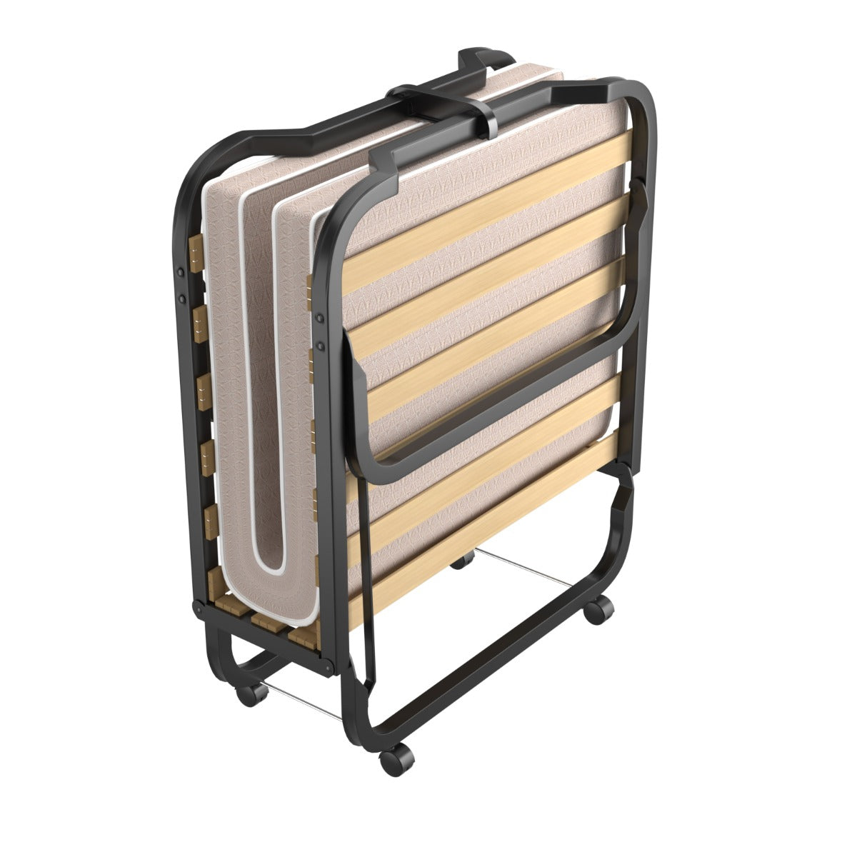 LIVSK Opklapbed met Traagschuim Matras - Stevig Metalen Frame - Ruimtebesparend - Tot 120 kg - 90 x 200 x 41 cm - Grijs