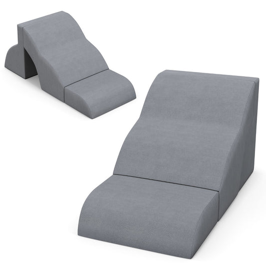 LIVSK 2-in-1 Hondenhelling - Schuimrubber met Antislip - Ondersteunend voor Gewonde Honden - Afneembare Hoes - Tot 30 kg - Grijs