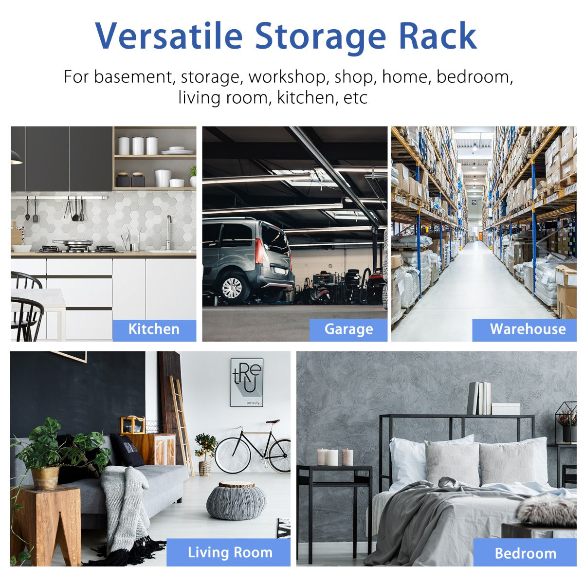 LIVSK 5-laags opslagrek - Verstelbare planken - Robuust en duurzaam - Voor gereedschap, voedsel en boeken - 75 x 30 x 150 cm -